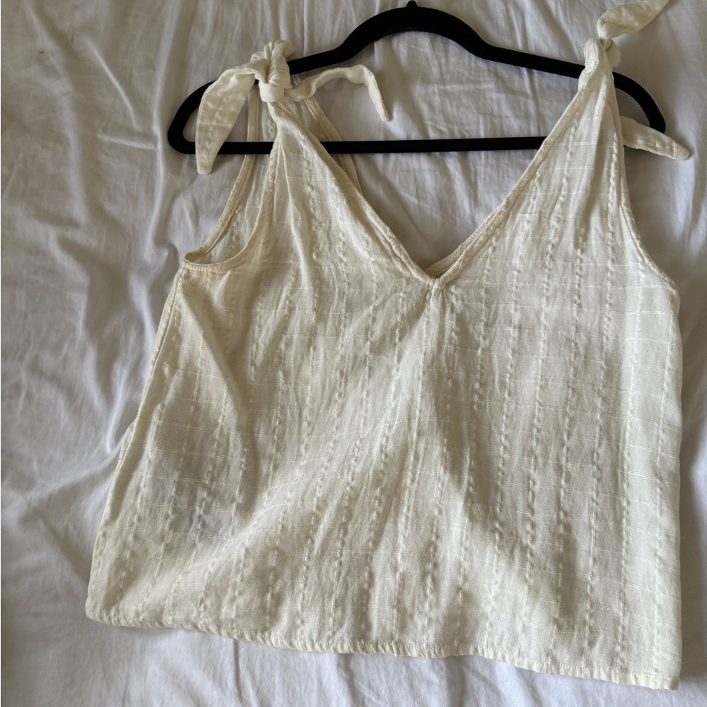 Mango tie detail Ivory Sleeveless Top